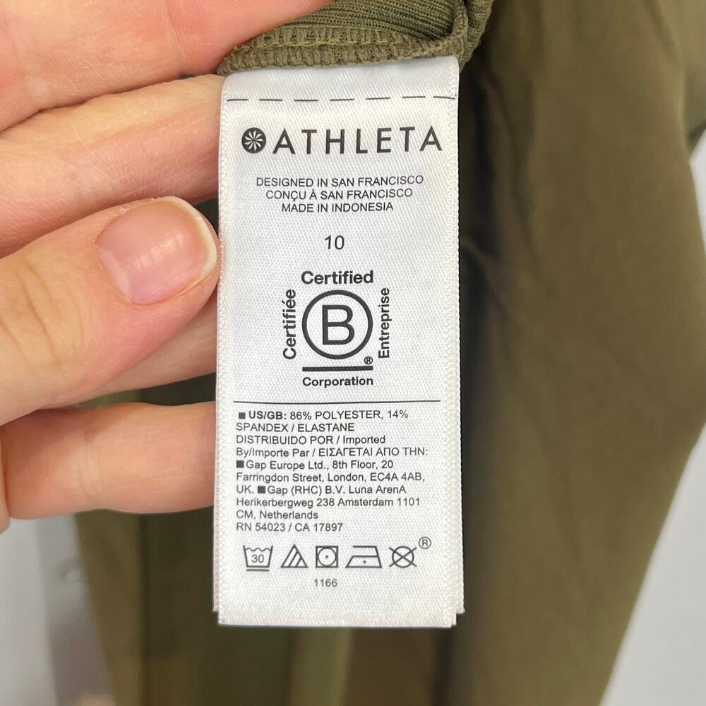 ATHLETA Brooklyn Mid Rise Ankle Pants Stretch 198671 Olive Green Size 10 - Picture 8 of 10